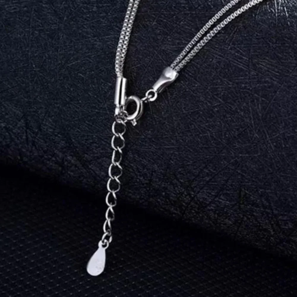 925 STERLING SILVER DOUBLE LAYER HEART NECKLACE - Picture 5 of 8